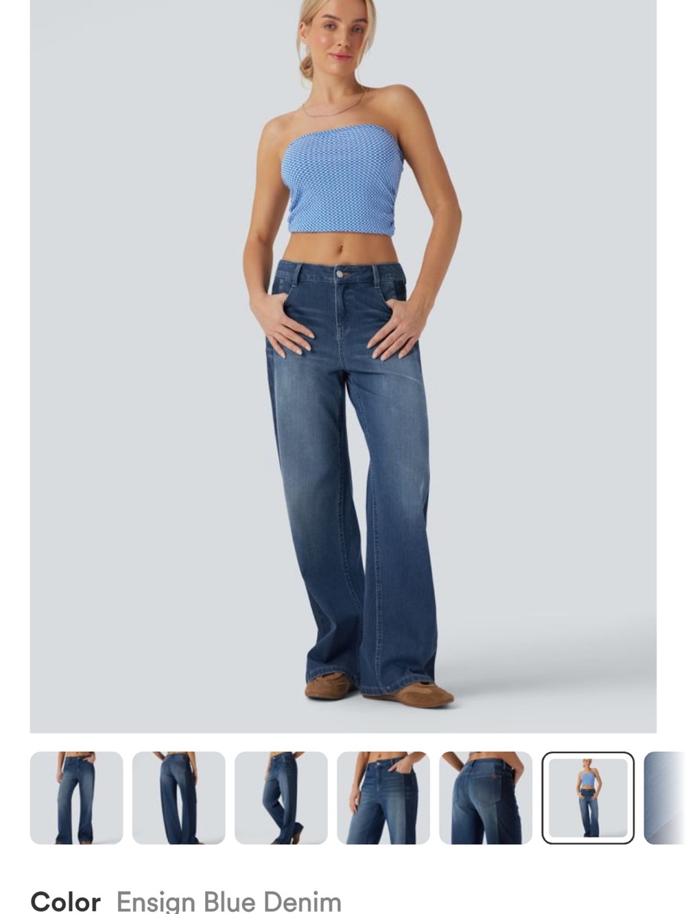 HALARA Flex Low Rise Color block Ensign Blue Denim Wide-Leg Jeans - Women - Picture 6 of 10